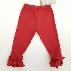 PERSNICKETY Boutique Ruffle Leggings 12-18 Mos Red